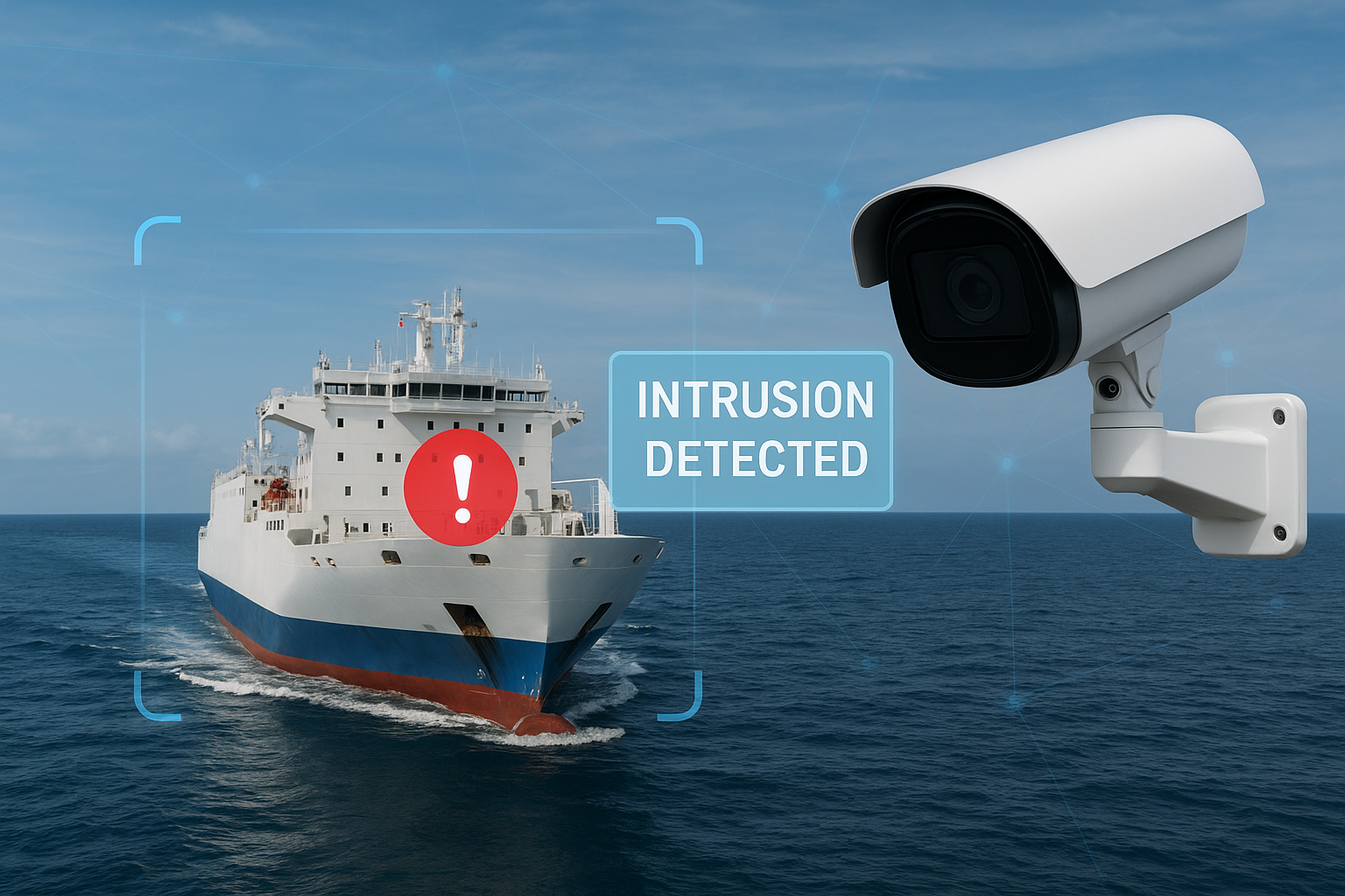 Modern cargo ship with advanced surveillance systems